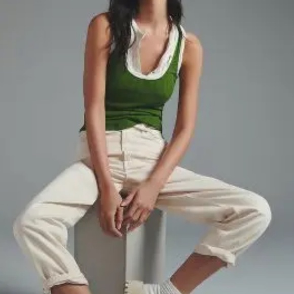 ANTHROPOLOGIE Pilcro racerback tank top /green/NWT?L - Picture 1 of 8